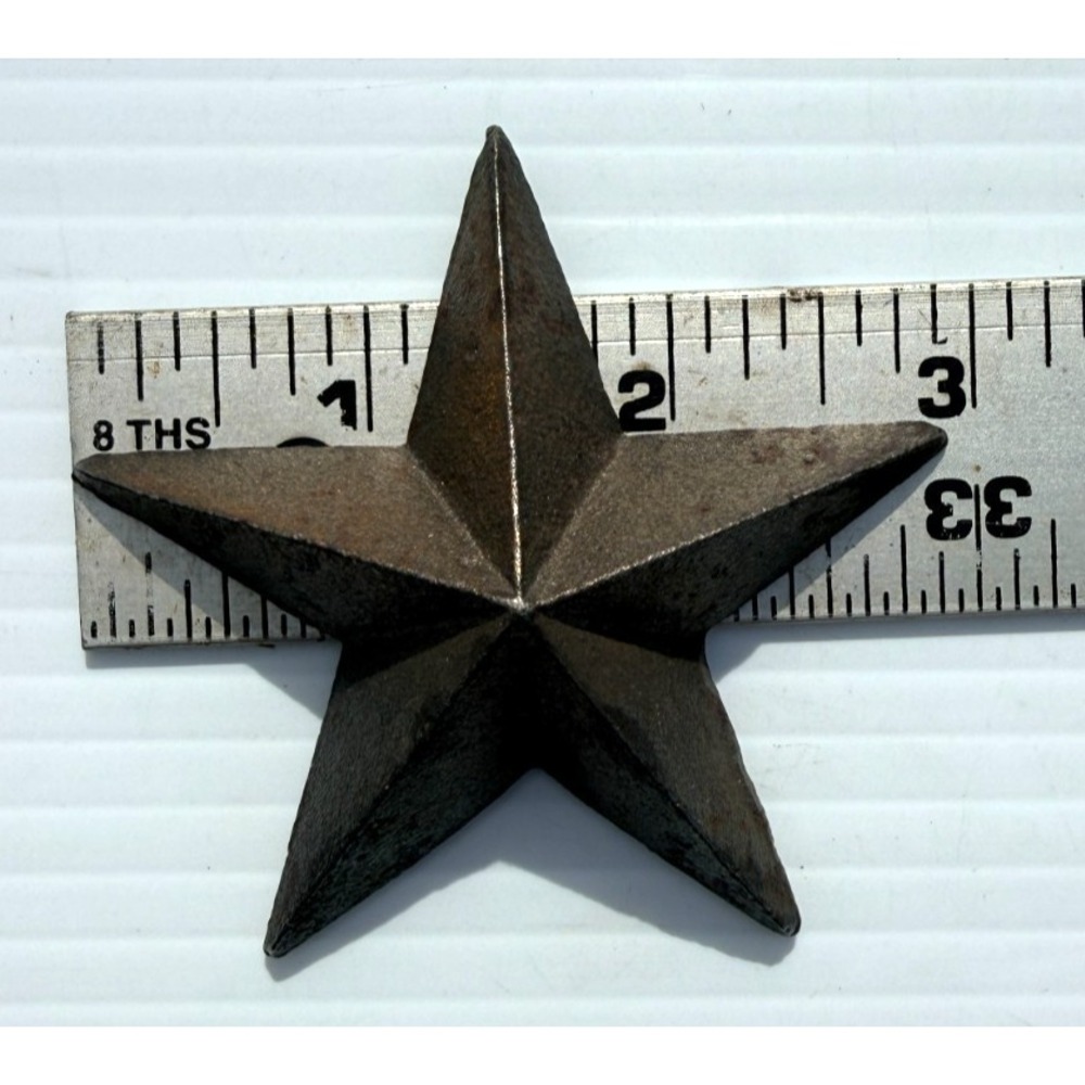 Vintage Solid Star Cast Iron Architectural Fence House Rustic 2 7/8"